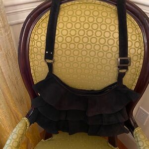 Leather black suede skirt hobo bag